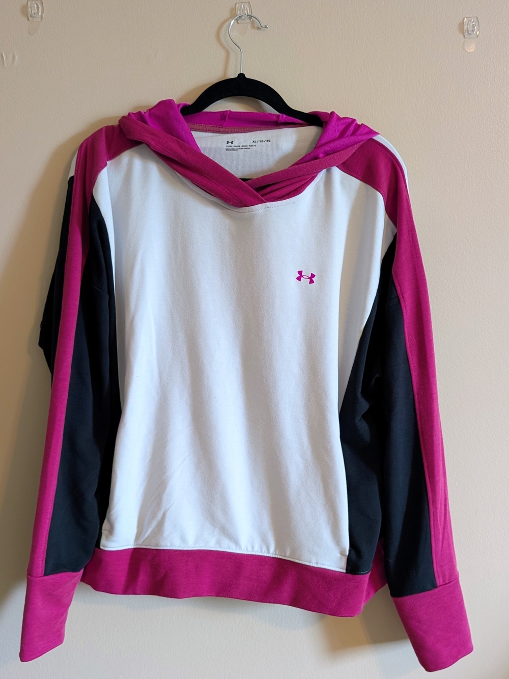 Under Armour Women's Lightweight Colorblock Hoodie - White, Black & Fuchsia